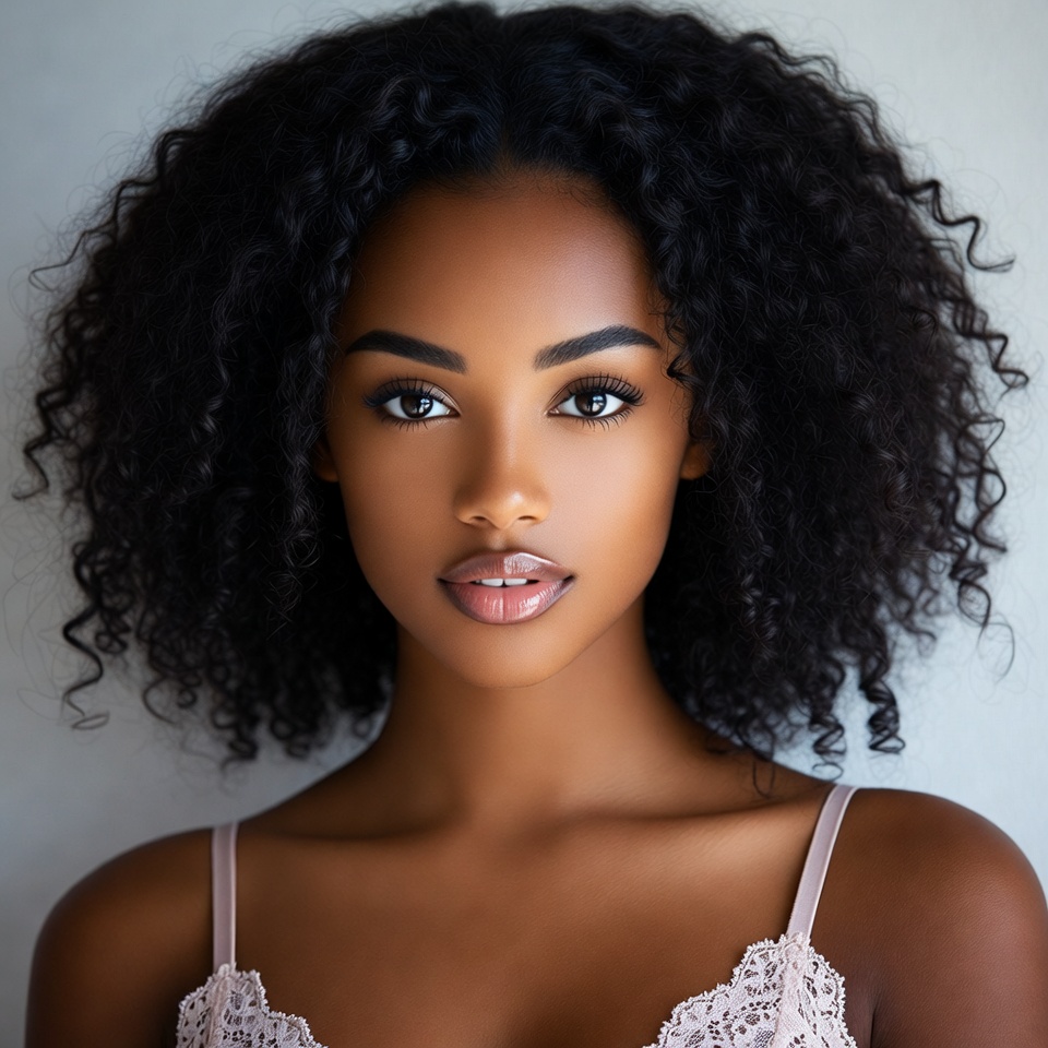 Beautiful African-American woman with curly hair Beautiful African-American woman with curly hair
