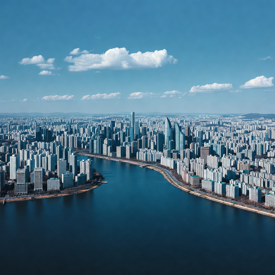 Aerial View of Seoul Skyline with River Aerial View of Seoul Skyline with River