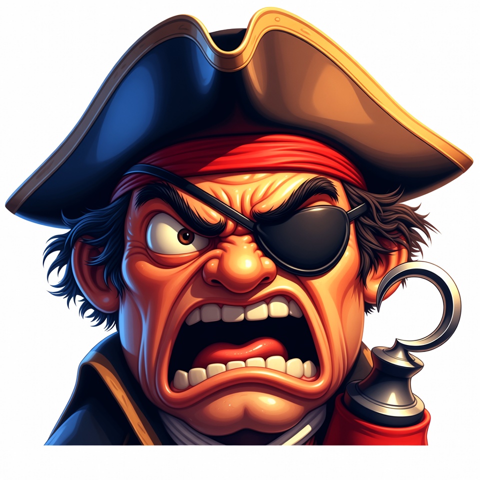 Angry Cartoon Pirate with Hook Angry Cartoon Pirate with Hook