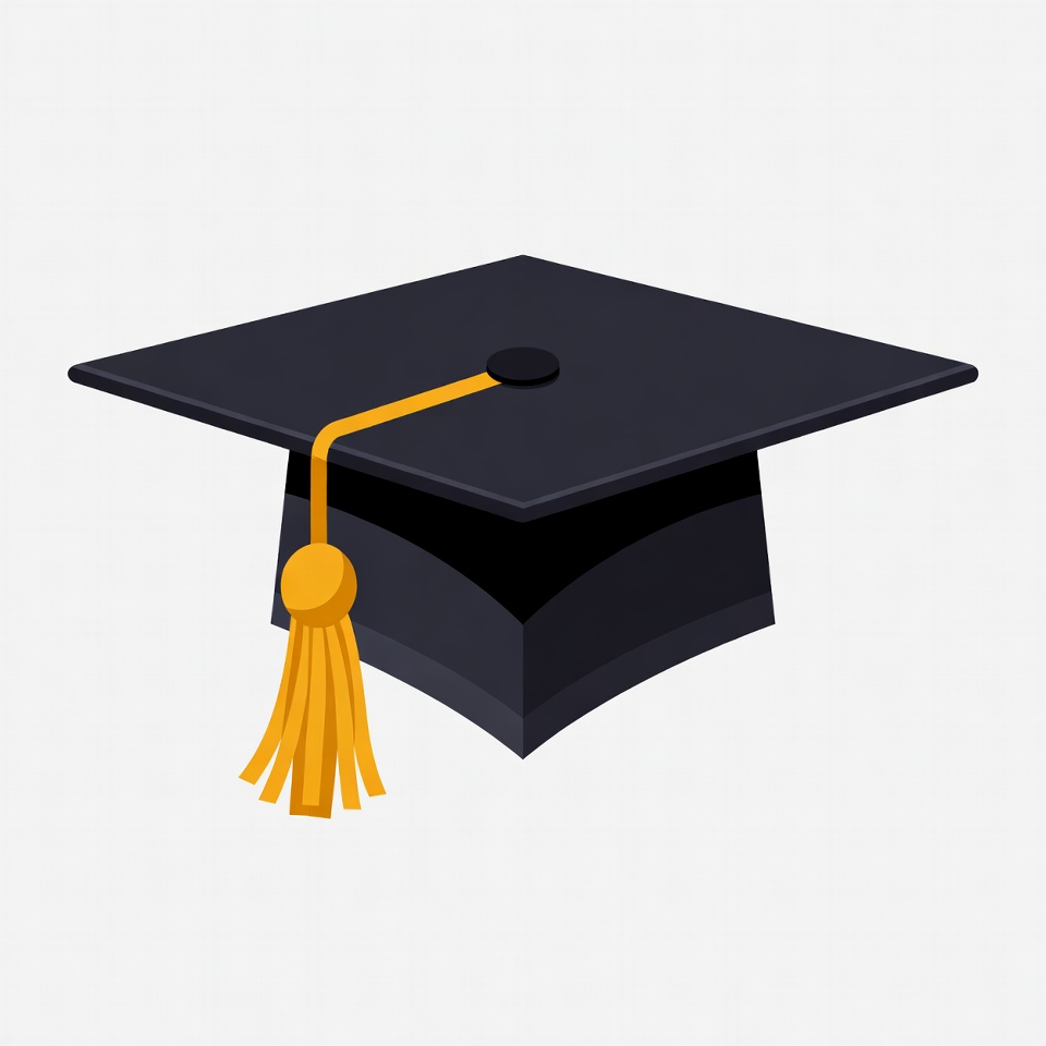 Black graduation cap with gold tassel Black graduation cap with gold tassel