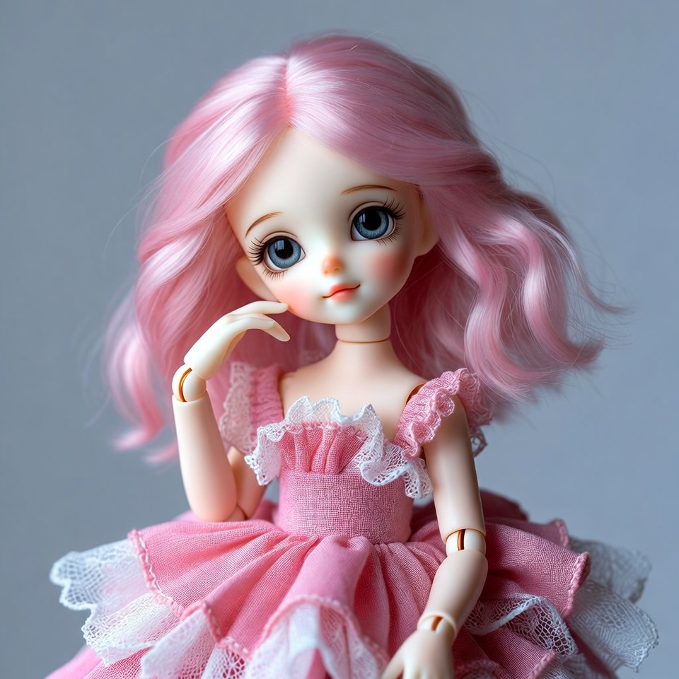 Pink-haired ball-jointed doll in dress Pink-haired ball-jointed doll in dress