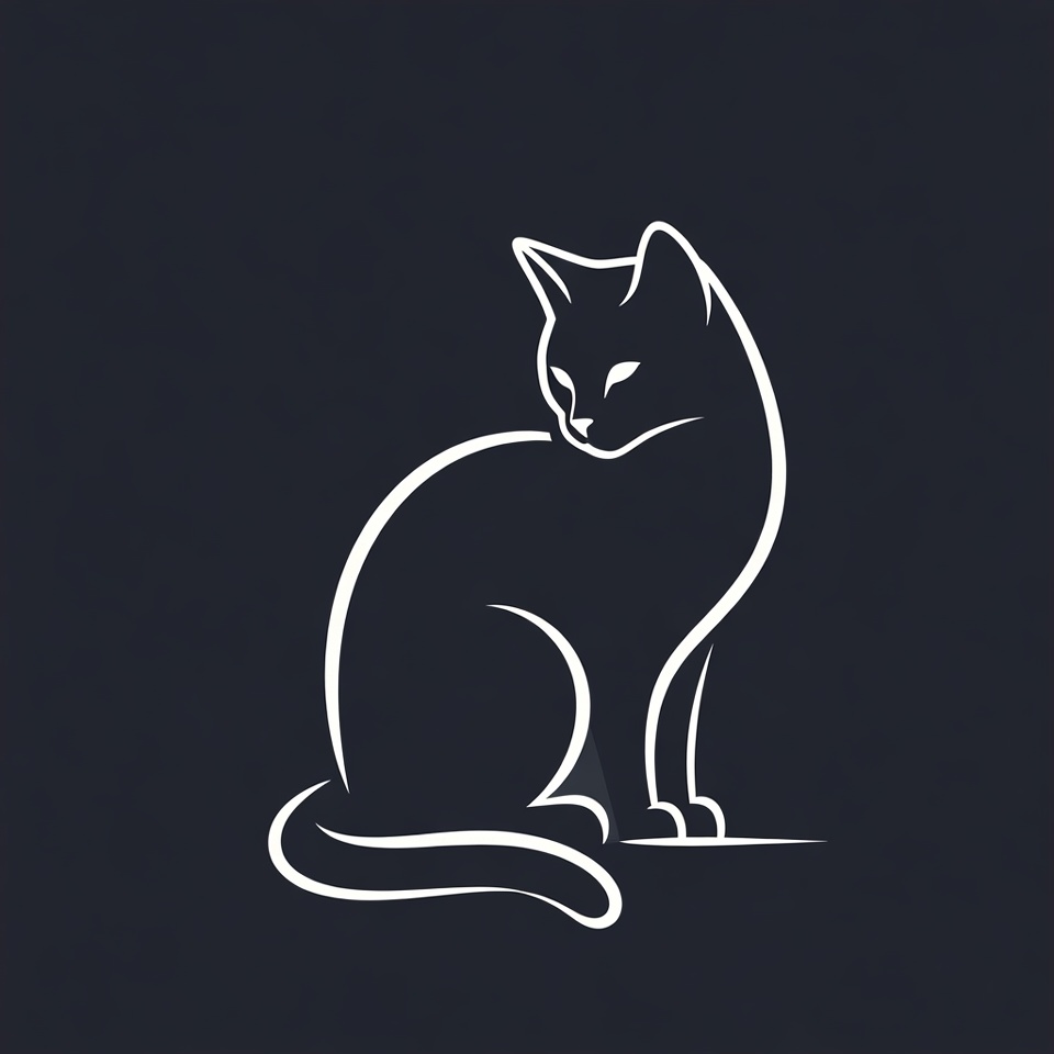 Sitting Cat Outline Illustration Sitting Cat Outline Illustration