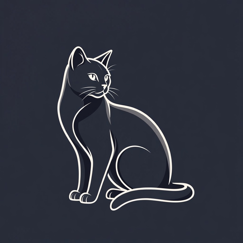 Black silhouette cat sitting Black silhouette cat sitting