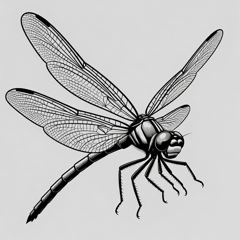 Dragonfly line art illustration Dragonfly line art illustration