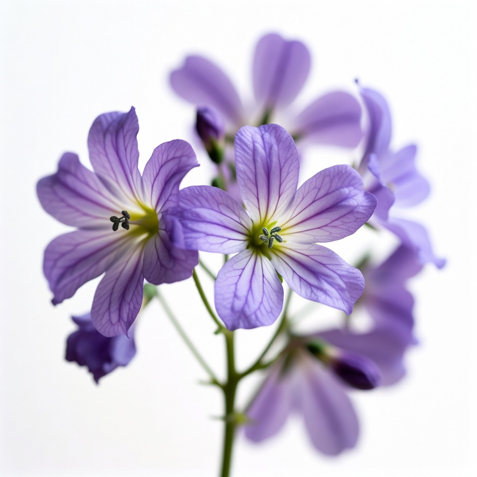 Purple Flowers on White Background Purple Flowers on White Background