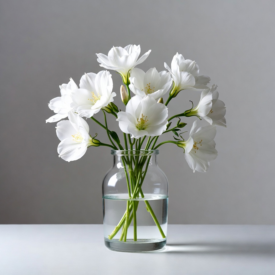 White Flowers in Glass Vase White Flowers in Glass Vase