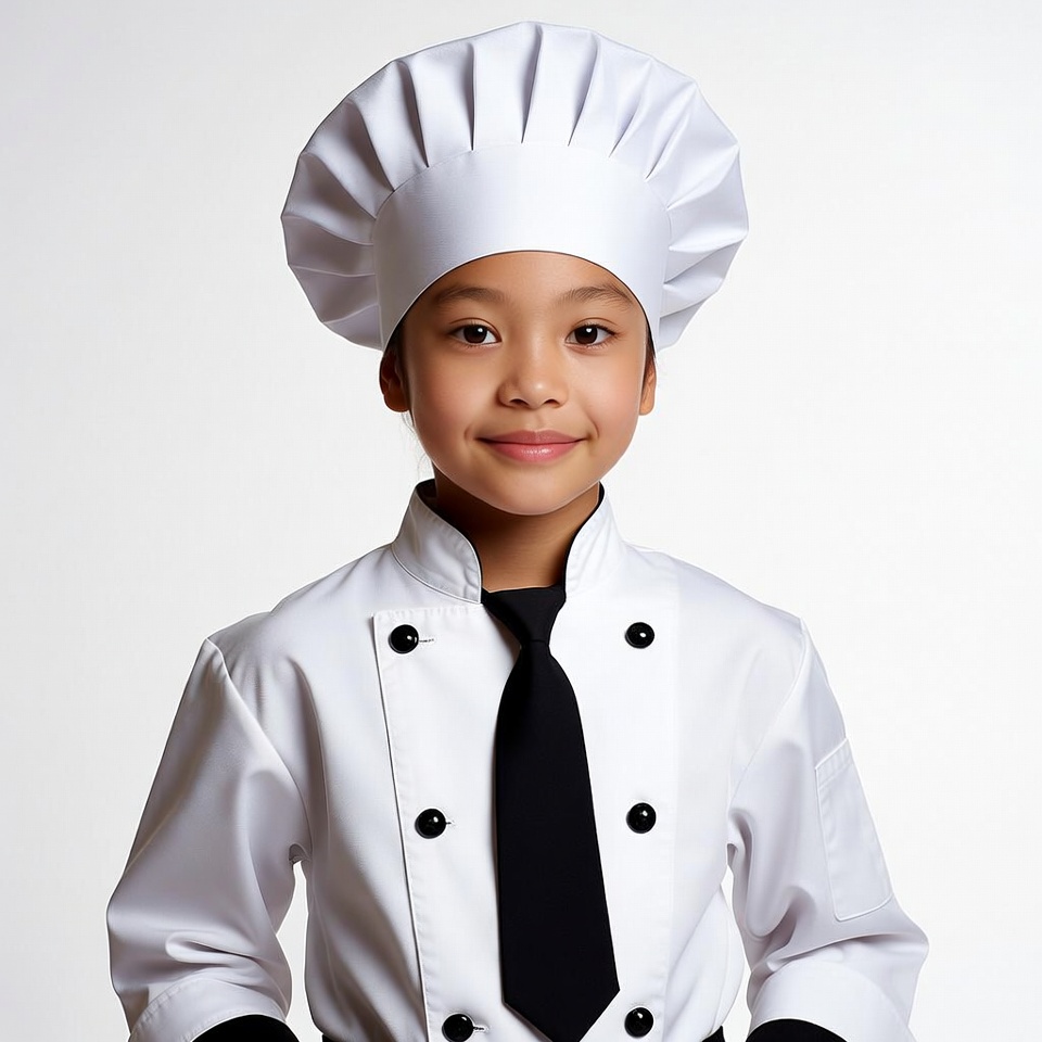 Asian girl in chef uniform Asian girl in chef uniform