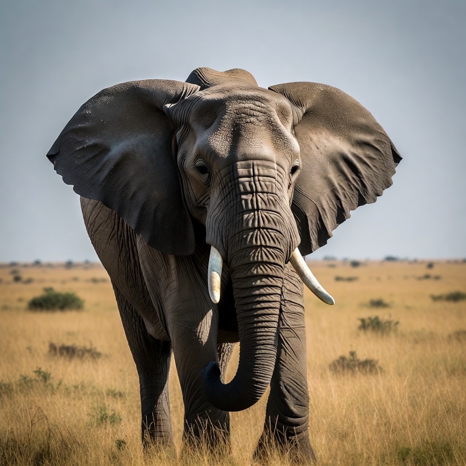 Elephant standing in savanna grass Elephant standing in savanna grass