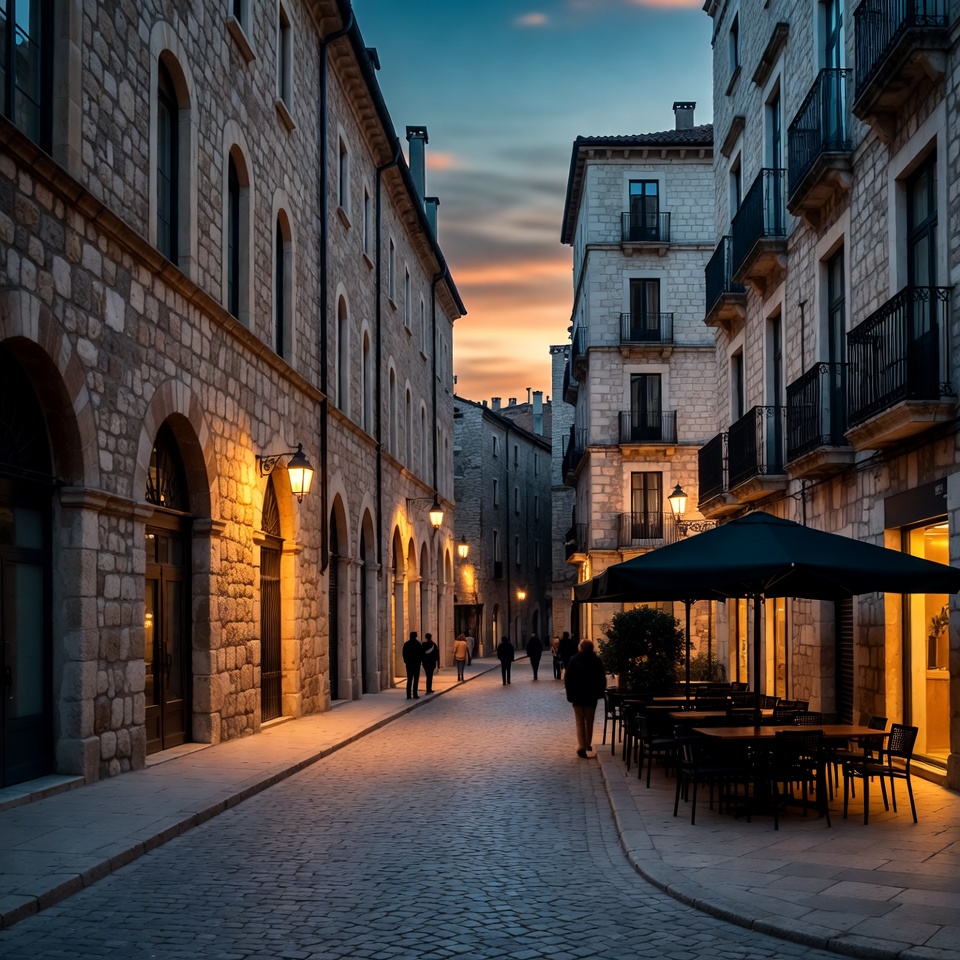 Sunset Stone Alley with People Sunset Stone Alley with People