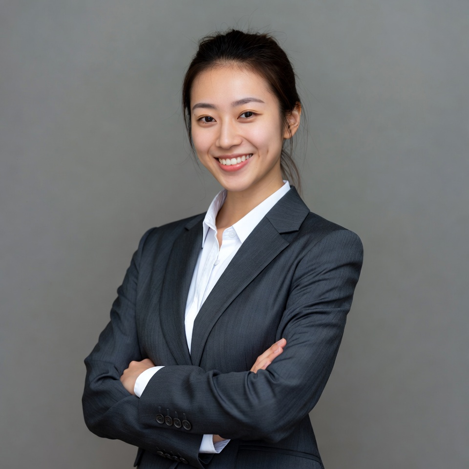Asian woman in suit arms crossed Asian woman in suit arms crossed