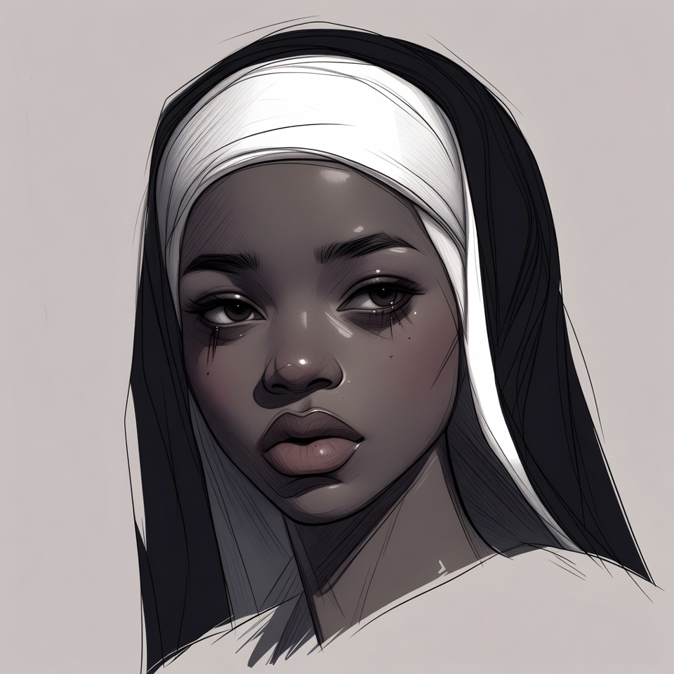 African-American nun illustration African-American nun illustration