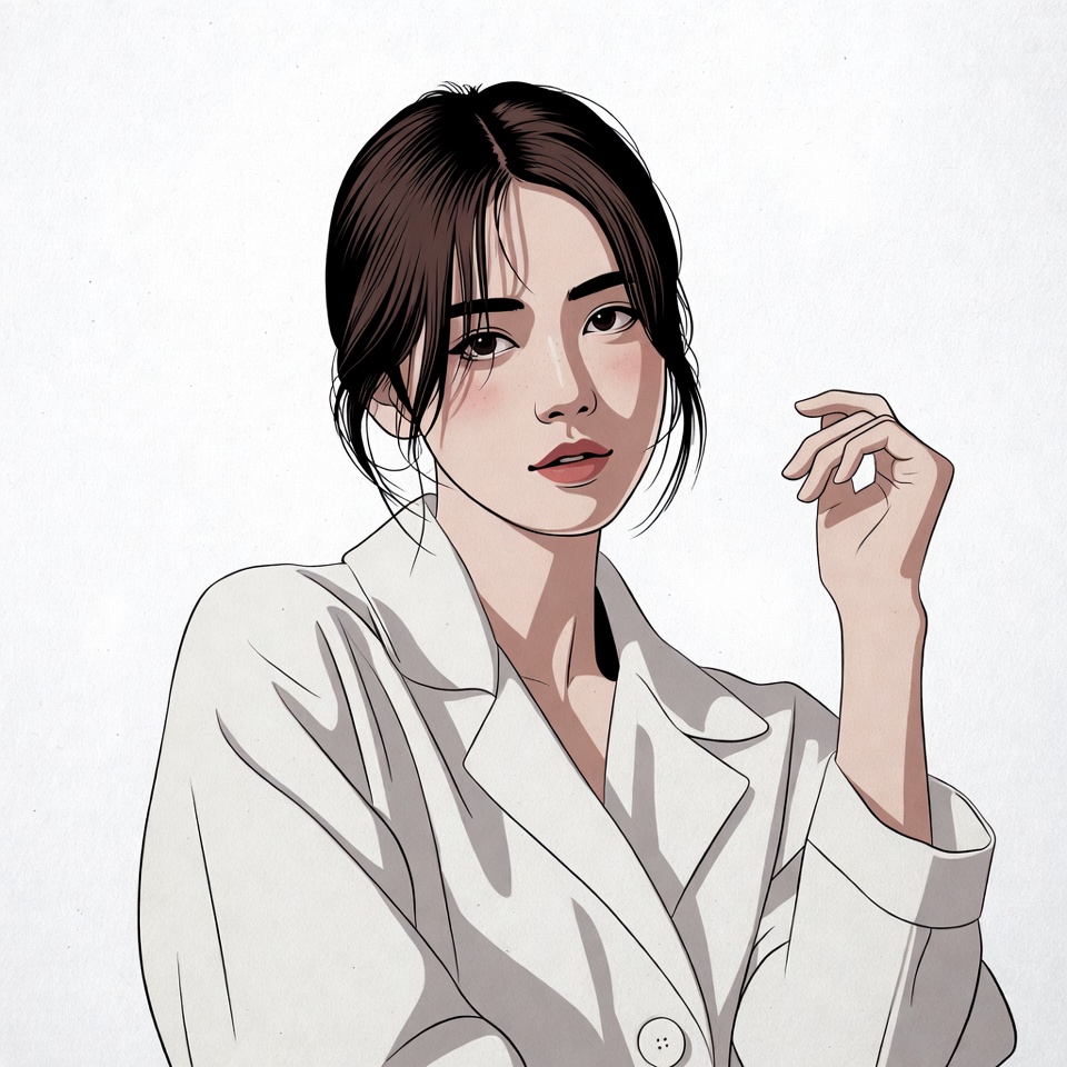 Asian woman in white blazer Asian woman in white blazer