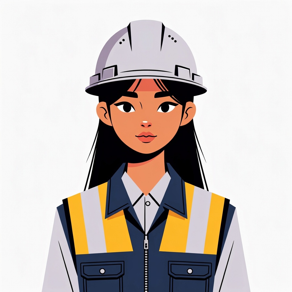 Asian woman wearing hard hat Asian woman wearing hard hat