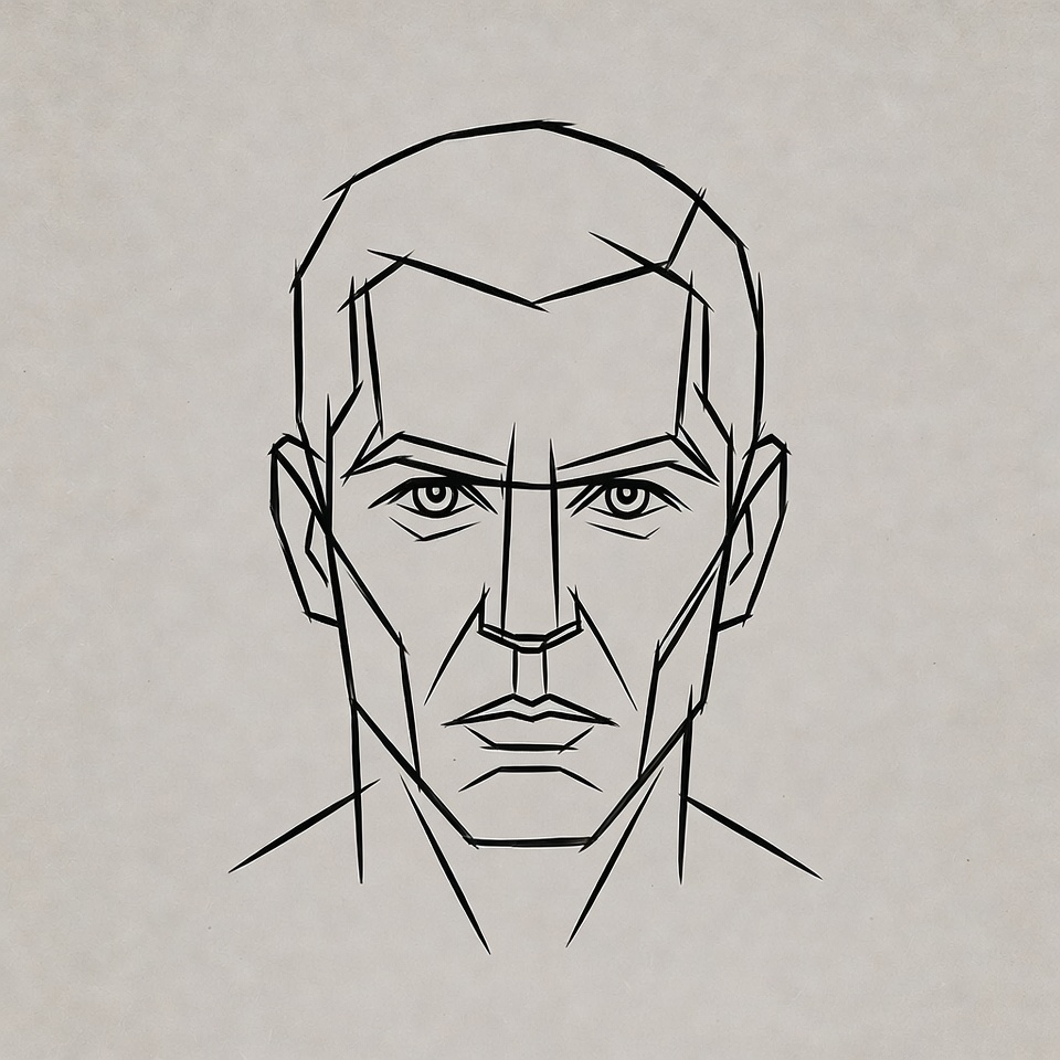 Line Art Male Face Portrait Line Art Male Face Portrait