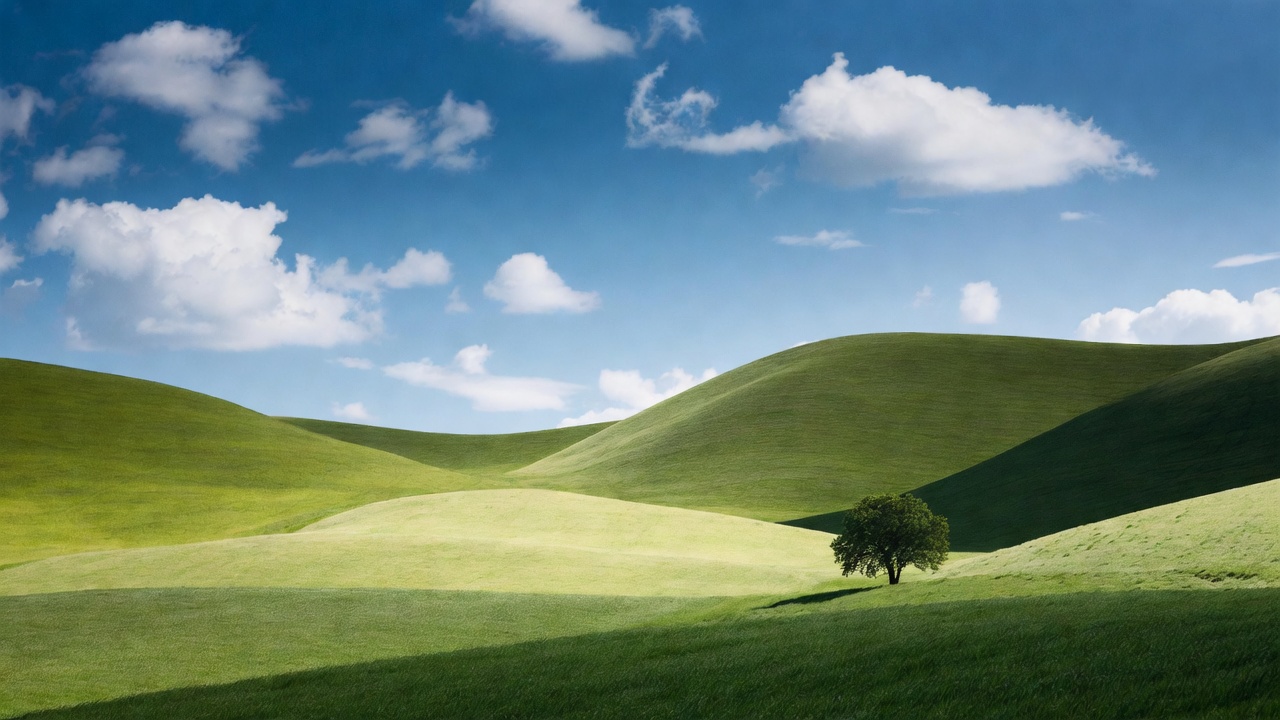 Lone Tree on Green Rolling Hills Lone Tree on Green Rolling Hills