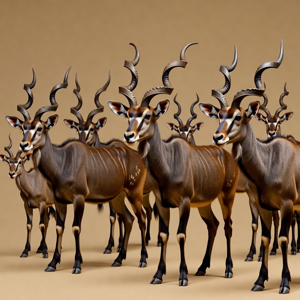 Group of Kudu Antelopes Standing Together Group of Kudu Antelopes Standing Together