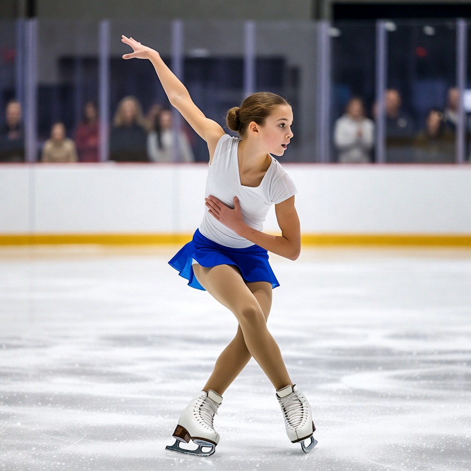Girl figure skating on ice rink Girl figure skating on ice rink