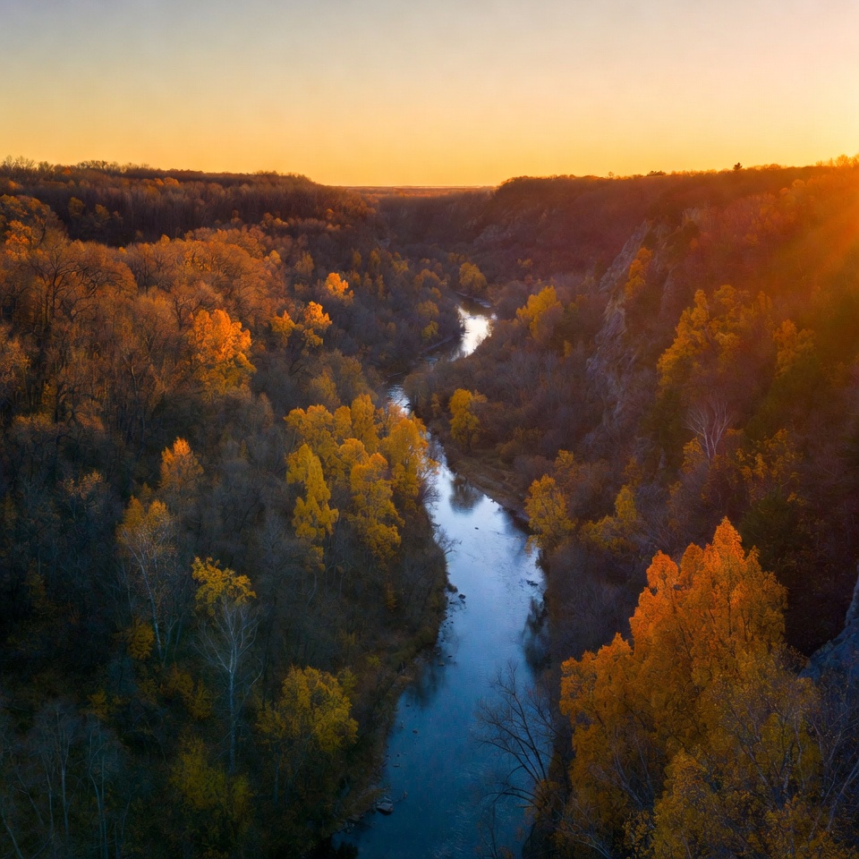 Autumn River Winding Through Colorful Canyon Autumn River Winding Through Colorful Canyon