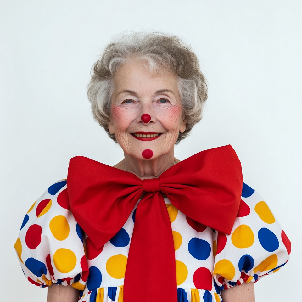 Elderly woman dressed as clown Elderly woman dressed as clown