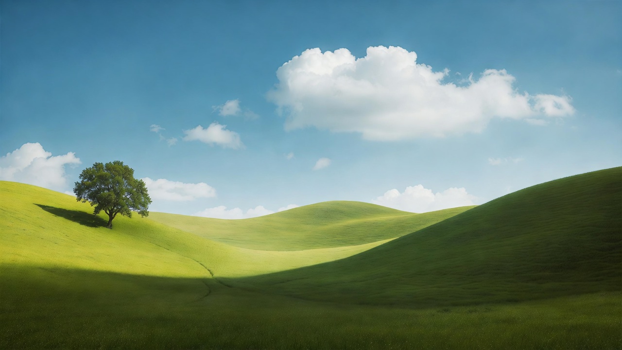 Lone Oak Tree on Green Hills Lone Oak Tree on Green Hills