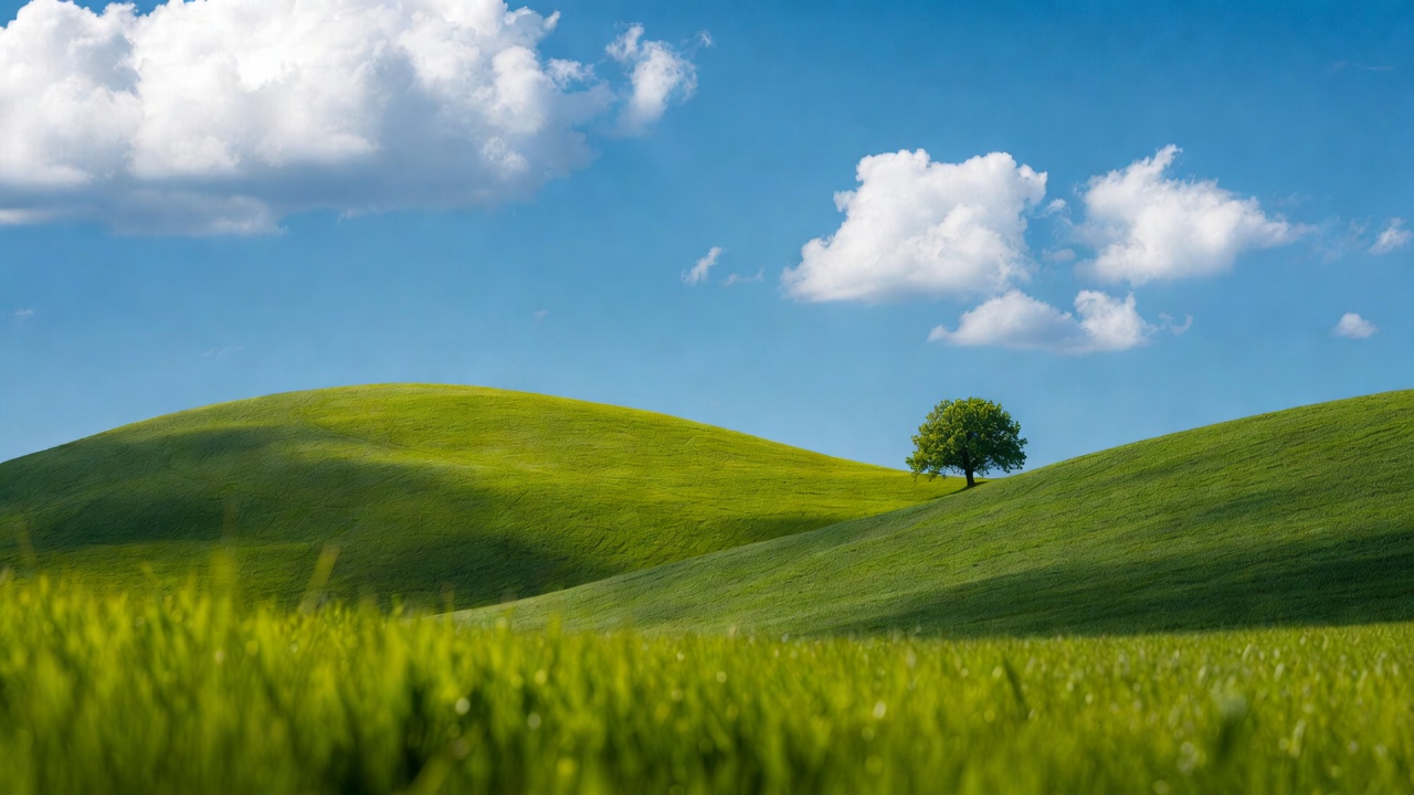 Lone Tree on Green Rolling Hills Lone Tree on Green Rolling Hills