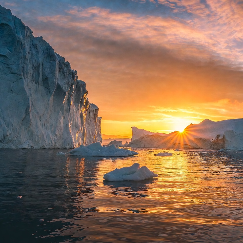 Iceberg sunset in Arctic waters Iceberg sunset in Arctic waters