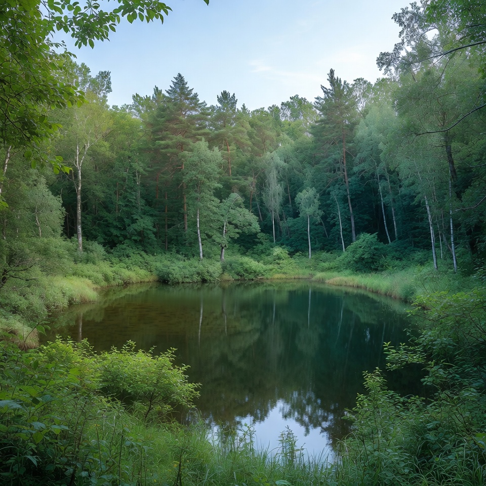 Forest Pond with Reflections Forest Pond with Reflections