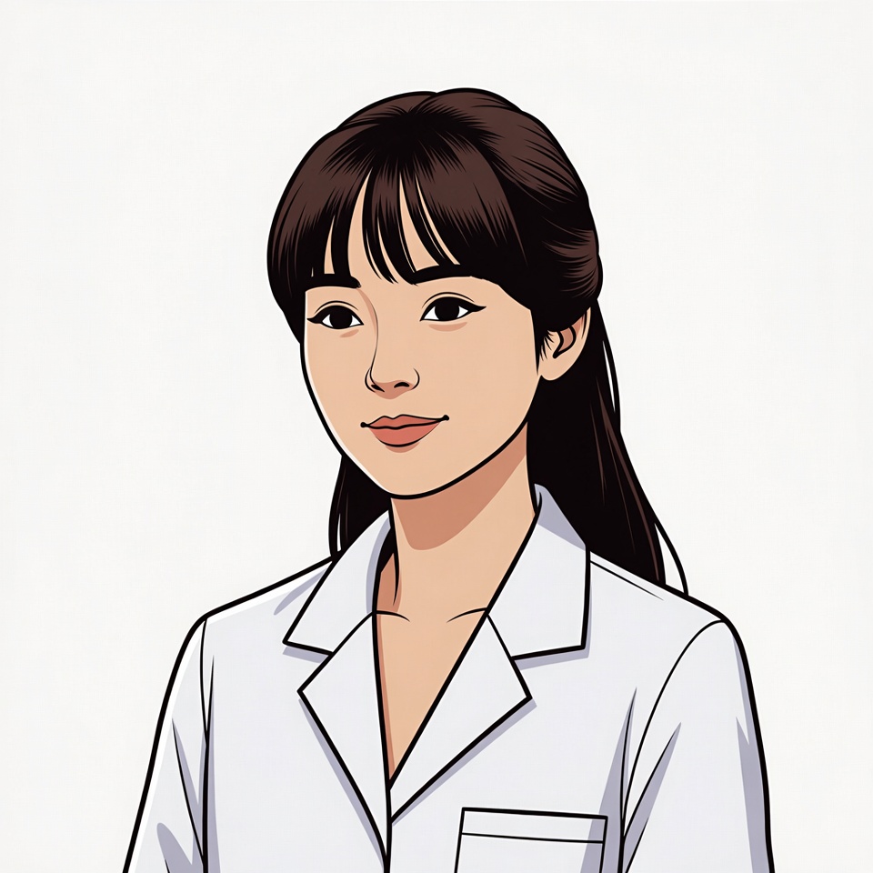 Asian woman in white lab coat Asian woman in white lab coat