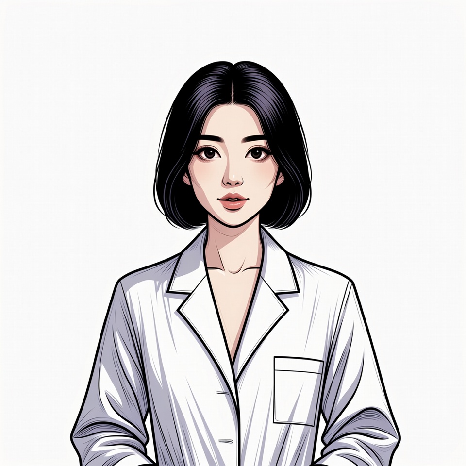 Asian woman in white lab coat Asian woman in white lab coat