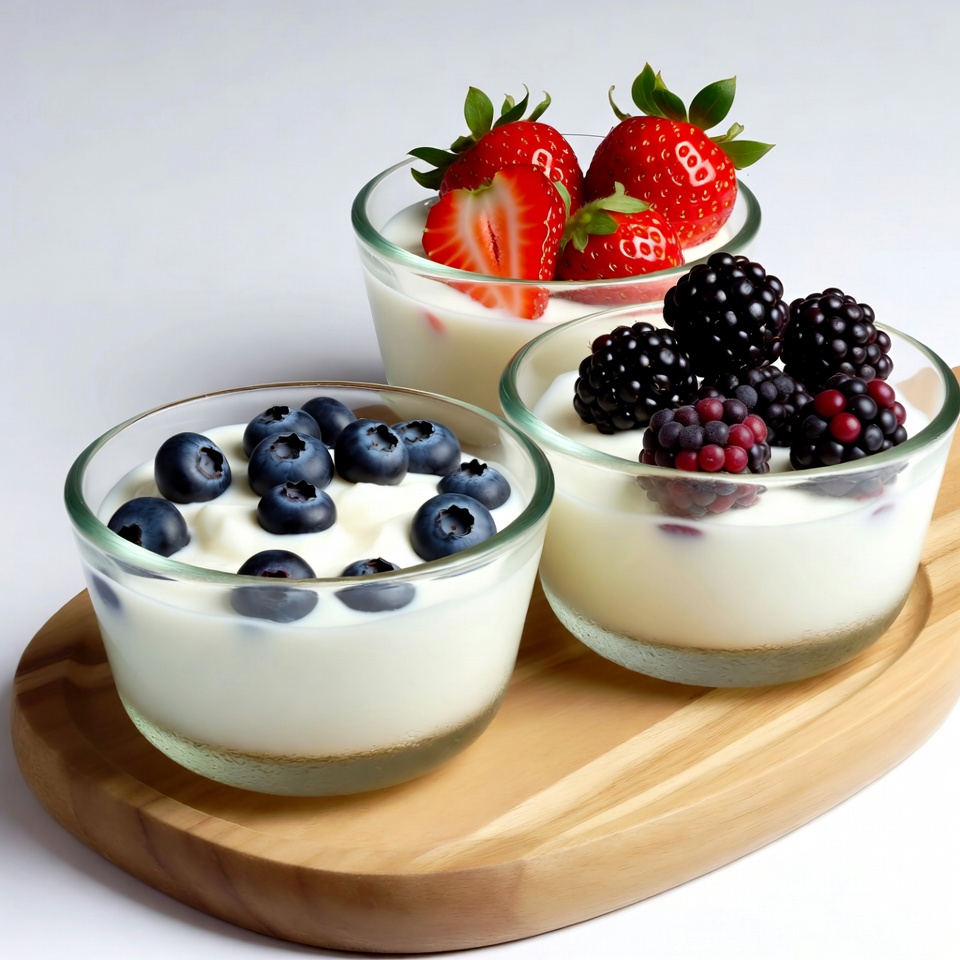Yogurt Bowls with Berries on Board Yogurt Bowls with Berries on Board