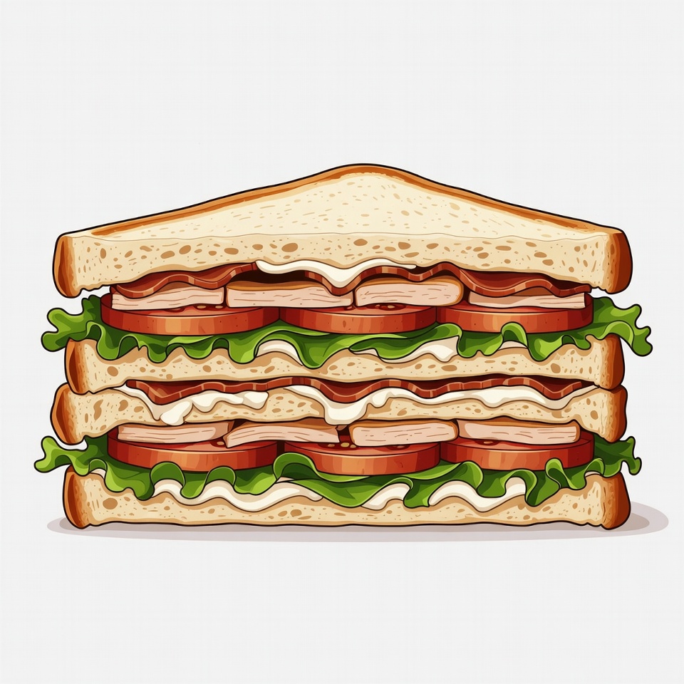 Triple Decker Club Sandwich Illustration Triple Decker Club Sandwich Illustration