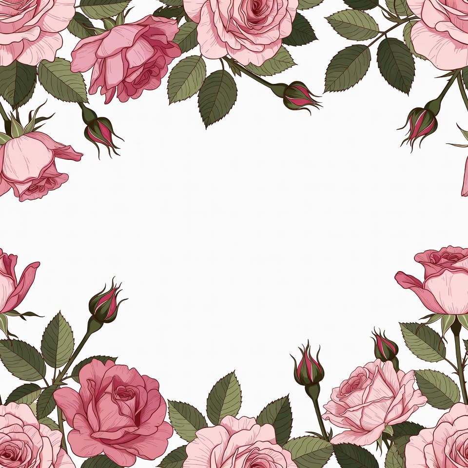 Pink Roses Border Illustration Pink Roses Border Illustration