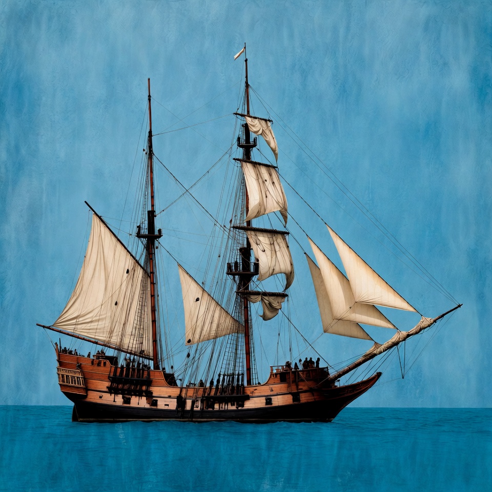 Sailing Ship on Blue Sea Sailing Ship on Blue Sea