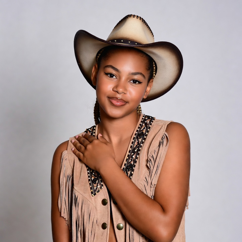 African-American girl in cowboy hat African-American girl in cowboy hat