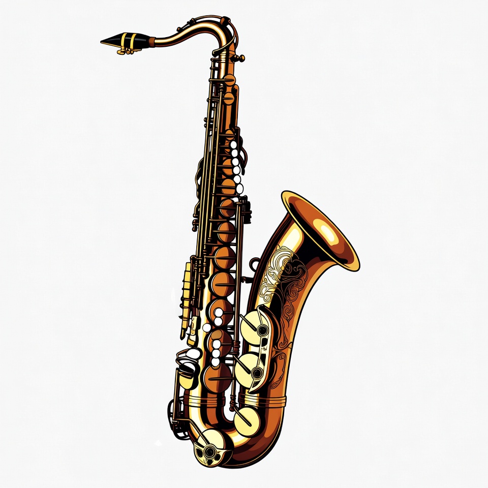 Golden Tenor Saxophone Illustration Golden Tenor Saxophone Illustration