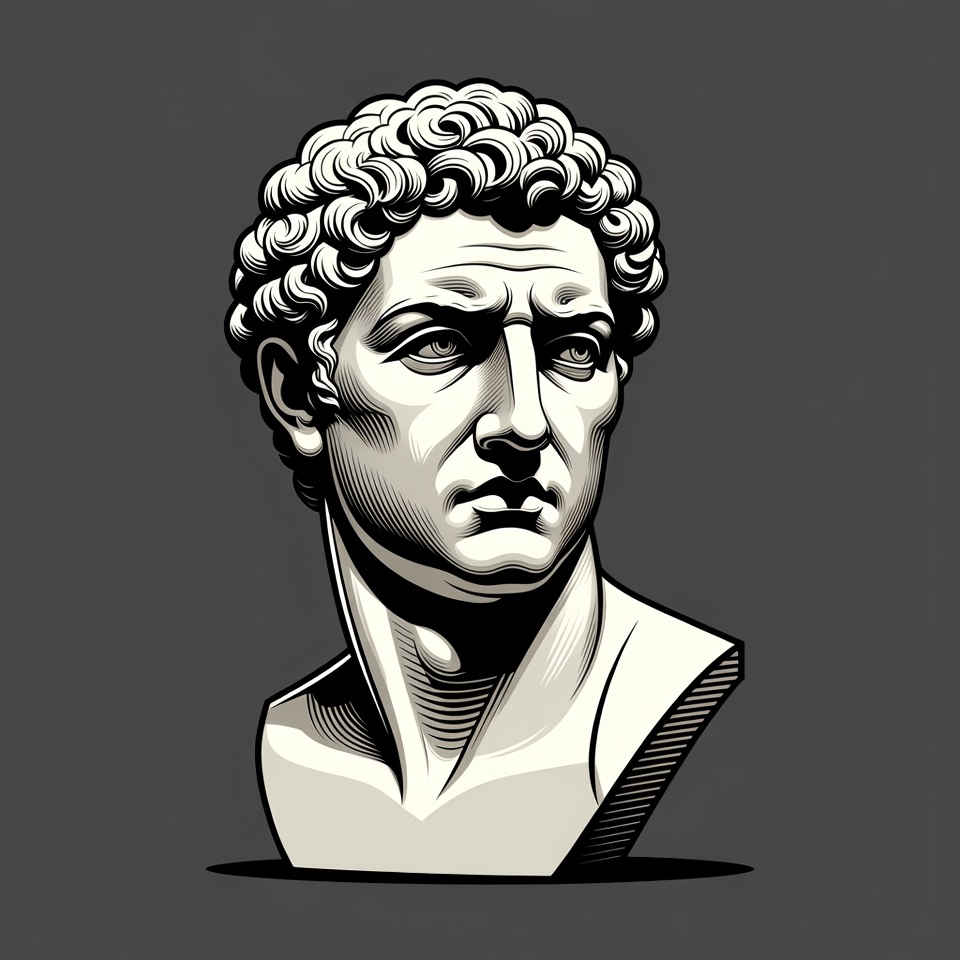 Ancient Roman Man Bust Illustration Ancient Roman Man Bust Illustration