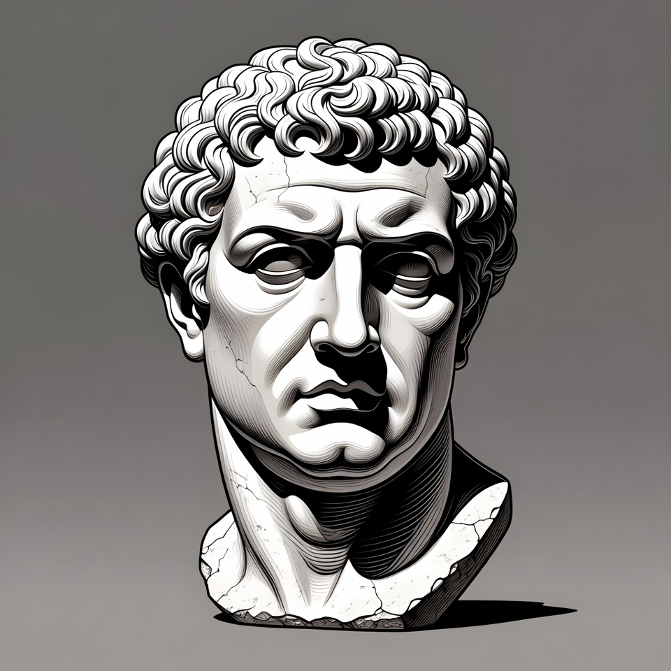 Ancient Roman Man Bust Illustration Ancient Roman Man Bust Illustration