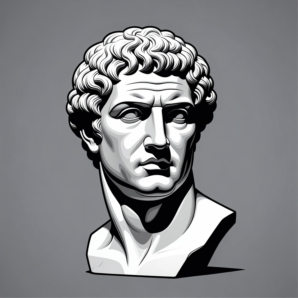 Ancient Roman Man Bust Illustration Ancient Roman Man Bust Illustration