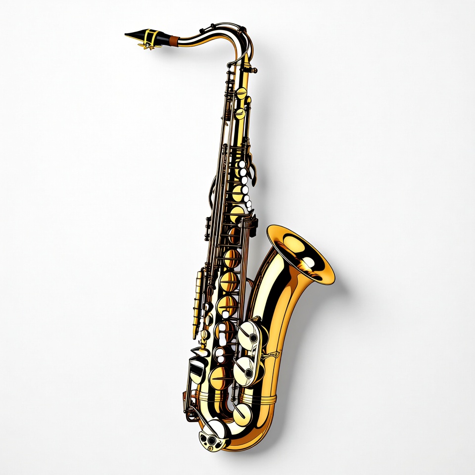 Golden Saxophone on White Background Golden Saxophone on White Background