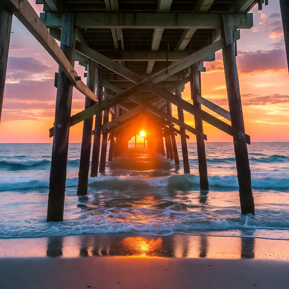 Pier at Sunset Over Ocean Pier at Sunset Over Ocean