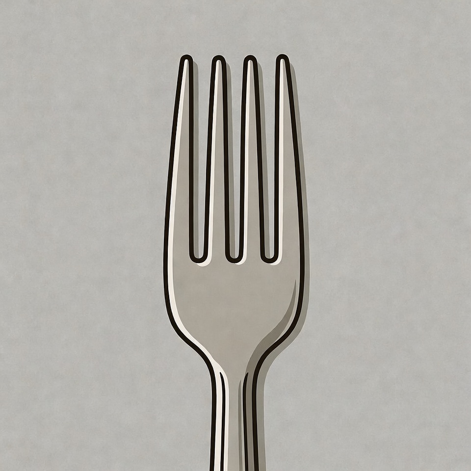 Silver Fork on Gray Background Silver Fork on Gray Background