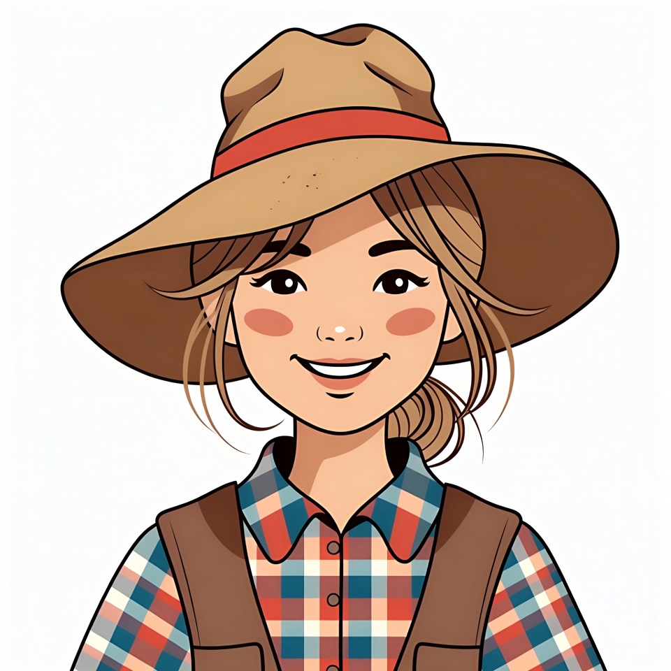 Smiling Asian woman in straw hat Smiling Asian woman in straw hat