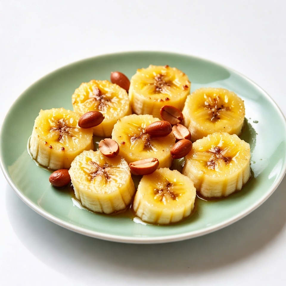 Sliced Bananas with Peanuts on Plate Sliced Bananas with Peanuts on Plate