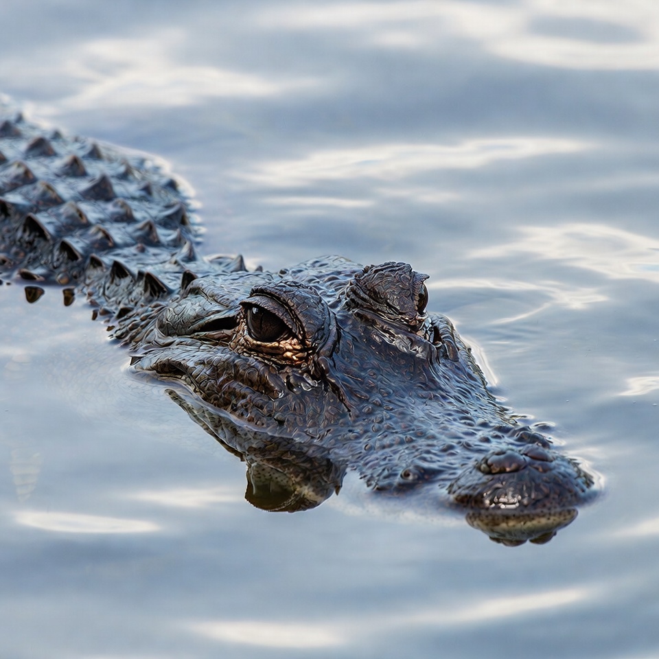 Crocodile head emerging from water Crocodile head emerging from water