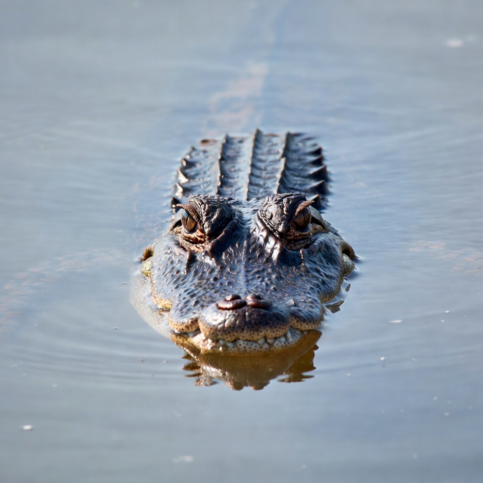 Alligator head emerging from water Alligator head emerging from water