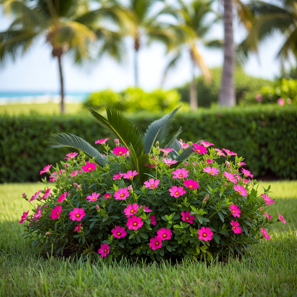Pink Flowers in Tropical Garden Pink Flowers in Tropical Garden