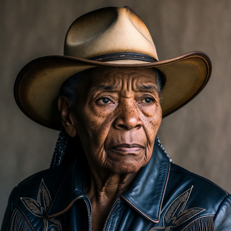 Elderly African-American woman in cowboy hat Elderly African-American woman in cowboy hat