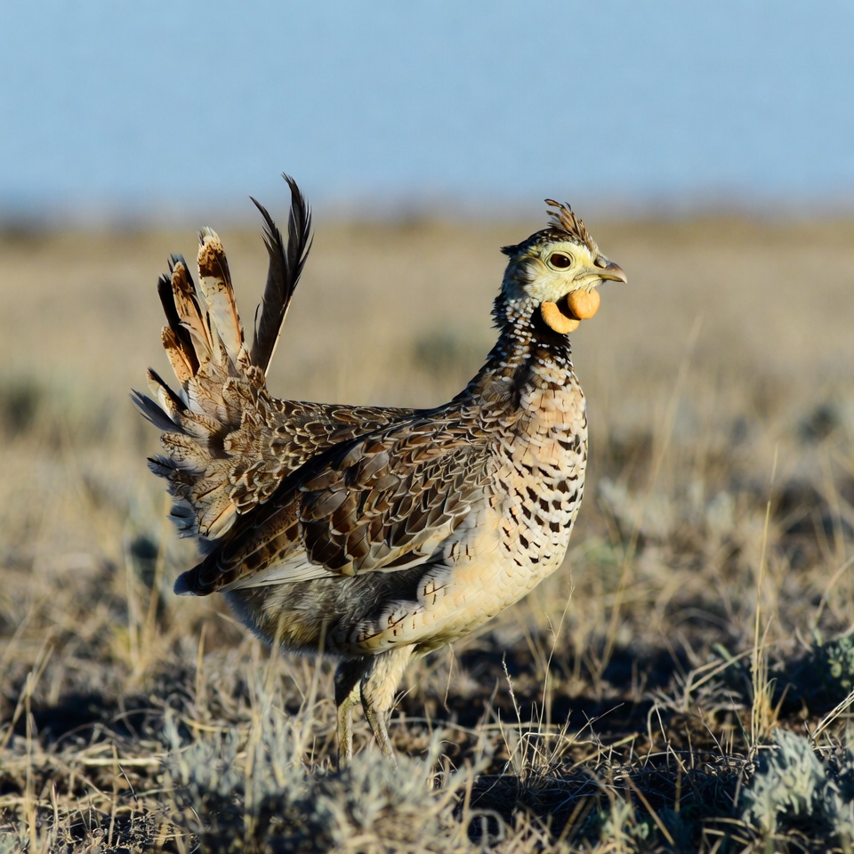Greater Prairie Chicken in Grassland Greater Prairie Chicken in Grassland