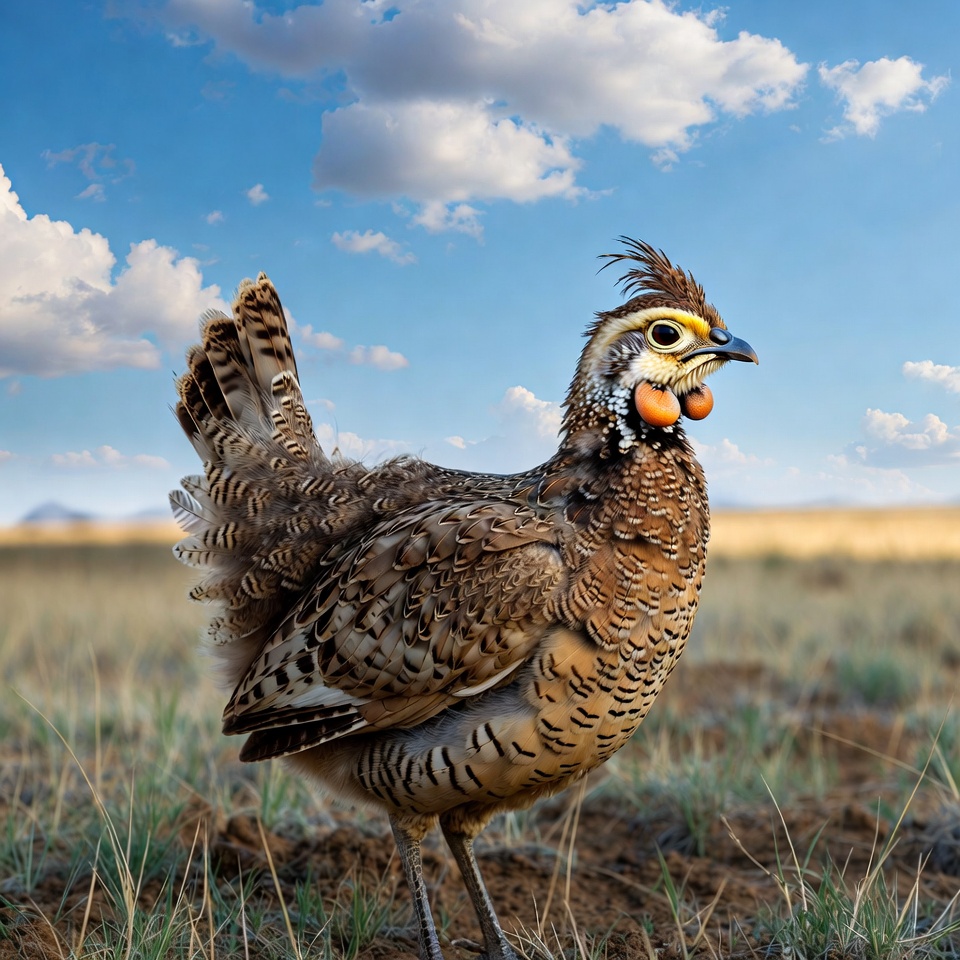 Greater Prairie Chicken in grassland Greater Prairie Chicken in grassland