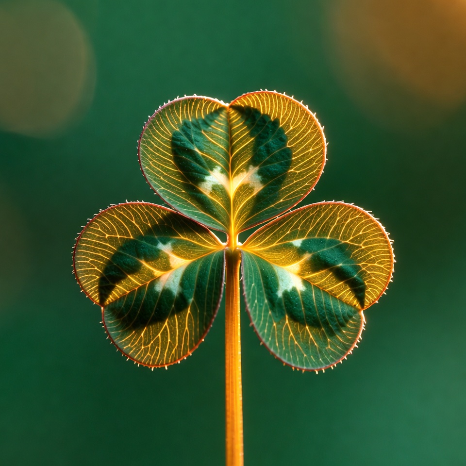 Four-leaf clover with glowing veins Four-leaf clover with glowing veins